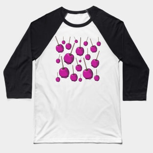 Pink Candy Apples Halloween Treat Pattern Digital Illustration Baseball T-Shirt